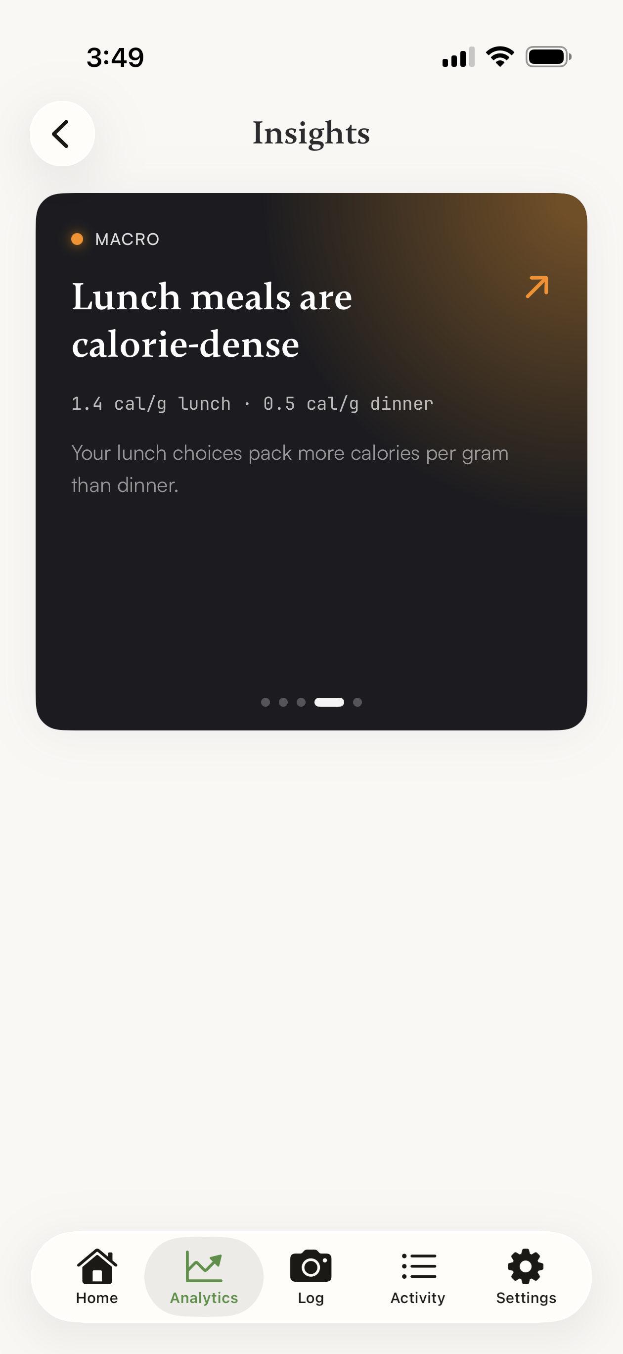 Insight Card, Calorie dense lunches