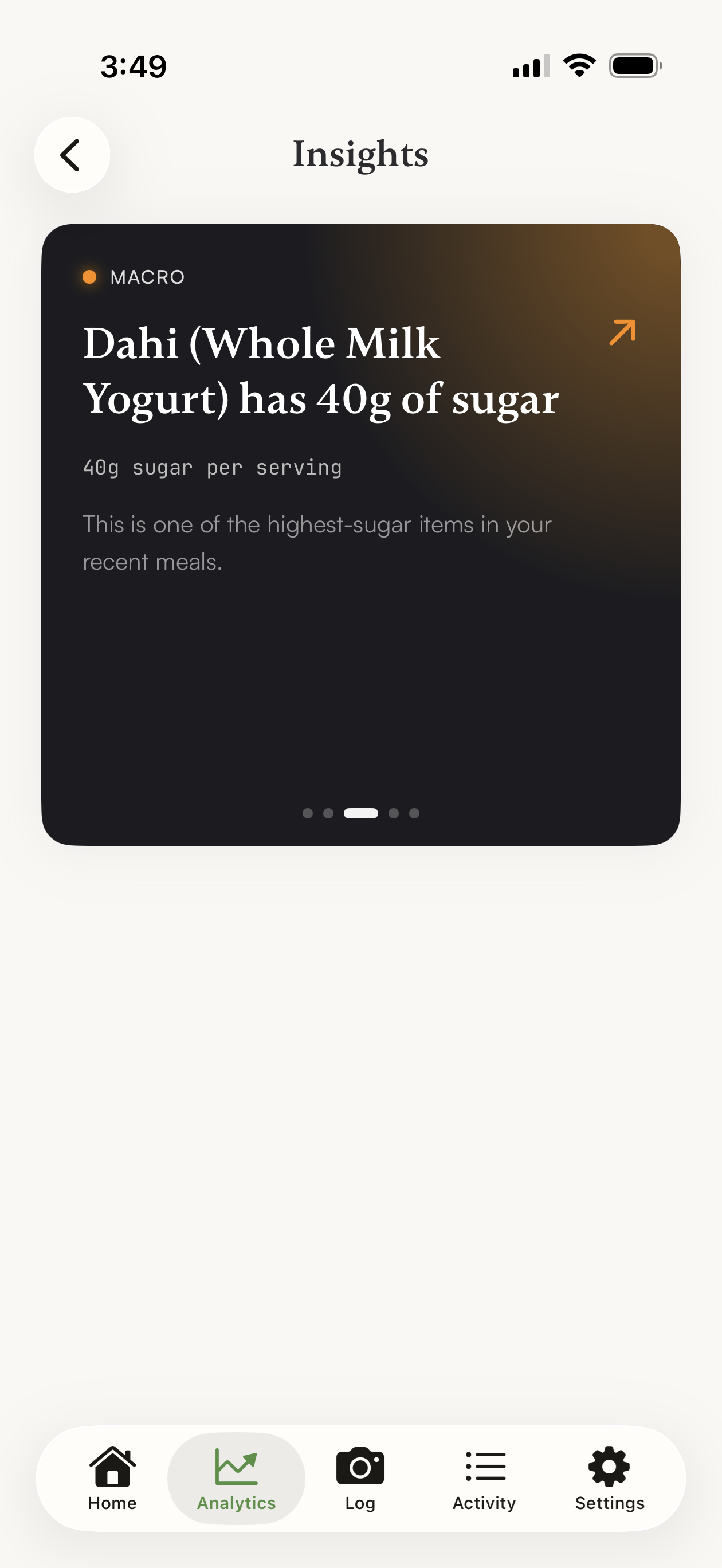 Insight Card, Sugar in yogurt